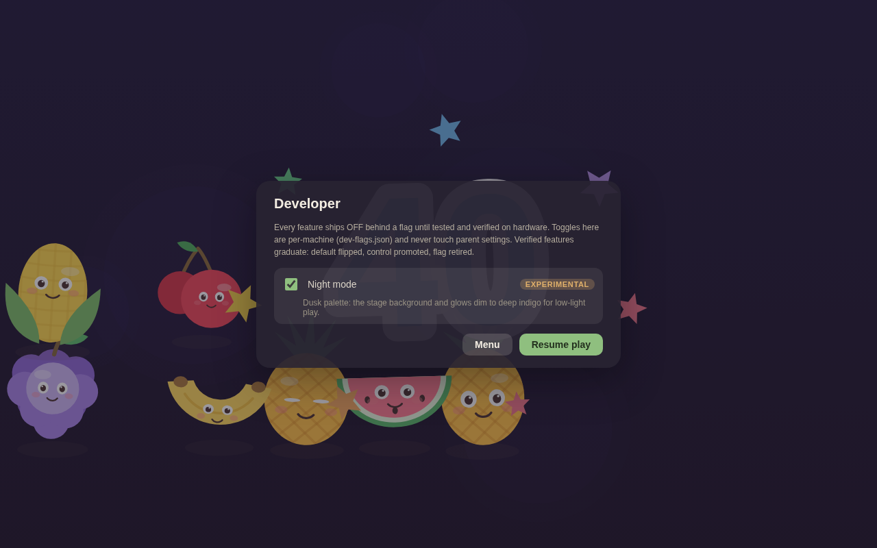 The hidden developer panel listing feature flags